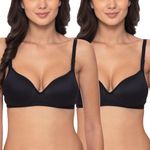 Komli - Heavily Padded Push-Up Bra - Cotton Rich - Balconette - 3/4th Coverage, Seamless, Wireless, Multiway Straps - T-Shirt Bra (K-15-BLK-2PC-38B) Black