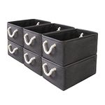 Storage Basket Bins [6Pack] Fabric Basket - Decorative Baskets Storage Box Cubes Containers W/Handles for Clothes Storage Books, Home, Office, Bedroom, Trunk (36X26X17, Black)