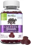 Herbion Elderberry Gummies with Vitamin C & Zinc - Healthy Immune System Support - Gluten-Free & Gelatin-Free - 60 Gummies for Adults & Children 4 Years & Above - Made in USA.