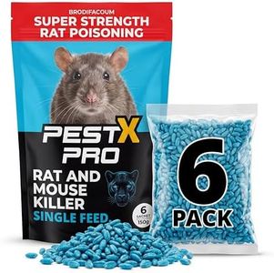 Pest X Pro Predator Rat Poisoning Super Strength (6 Pack) - Powerful Single Feed Rat & Mouse Poison - Brodifacoum in Easy To Use Sachets - Indoor & Outdoor Rodent Control - Venom Bait Station Refill