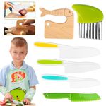 FANTICDE -Mini Chef Knife Set for Kids 8PCS Kids Cooking Sets Real-Toddler Safe Knives Set for Real Cooking with Plastic Toddler Safe Knives Crinkle Cutter