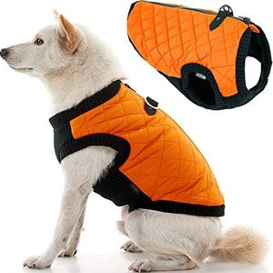 Gooby - Fashion Vest, Small Dog Sweater Bomber Jacket Coat with Stretchable Chest, Orange, Medium