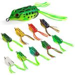 Goture 10Pcs Frog Lures for Bass Fishing, Top Water Lures, Frog Bass Lures, Frog Soft Swimbait Weedless Bass Lures Floating Bait for Freshwater Saltwater, 0.14oz, 1.5in,