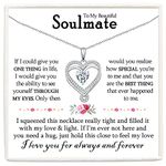 VOSAP Gifts for Her, Girlfriend Gifts S925 Sterling Silver Double Heart Pendant Soulmate Necklace for Wife, Romantic Jewellery Presents on Anniversary Birthday Christmas Valentines Day