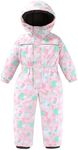 Hiheart Girls One Piece Snowsuit Waterproof Ski Snowboard Coverall Pink Bubbles 5T
