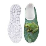 Showudesigns Frog Print Summer Mesh Sport Shoes Women Teen Girls Lightweight Slip-On Running Sneaker Green