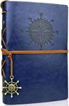 Vintage Leather Journal Travelers Notebook Refillable Journals Refillable Diary Planner Writing Notepad A6 Note Book for Men & Women, No Lines, 7 x 5 inches, 80 Sheets/ 160 Pages(Dark Blue)