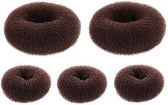 SQULIGT 5 PCS Donut Hair Bun Maker, Dark Brown Ring Style Bun Makers Set (2 Large and 3 Small)