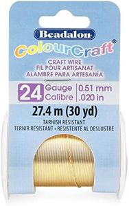 Beadalon ColourCraft Wire, 24 Gauge / 0.51 mm, Brass Light Color, 27.4 m / 30 yd Spool