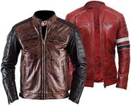 Mens Quilted Leather Jacket Café Ra