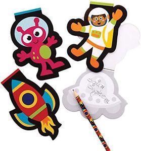 Baker Ross AX199 Solar System Notepads - Pack of 12, Drawing Pads for Kids, Ideal Party Bag Filler
