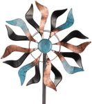 Vewogift Metal Wind Spinners Outdoor Double Blade Wind Sculpture Waterproof Kinetic Windmill with Stake for Yard and Garden Patio Lawn Decoration 40x13 inch