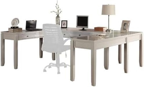 Parker House Boca Solid Wood 5PC U-Shaped Home Office Desk in Cottage White