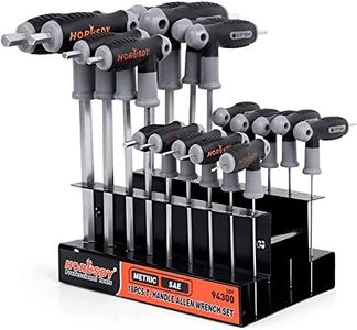 HORUSDY 18-Piece T-Handle Hex Key Set, Inch/Metric Long Arm Ball End Allen Wrench Set, Metric (1.5mm-10mm) SAE (1/16"-3/8")