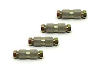 ASC - 4pk Brake Pipe Joiners - Universal Brass Unions Fittings 3/16 (4.75mm) SAE - 4X 2-Way Joiners with 8X Nuts