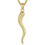 EUDORA 18K Gold Plated Sterling Silver Italian Horn Necklace for Women Men, Cornicello Necklaces Lucky Pendant for Protection Italian Pepper Amulet Jewelry Original Gift for Women Mens Wife, 22+2inch