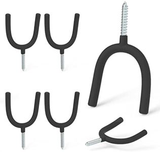 HUHOLE Screw in U Hook, Black Heavy Duty, 6PC, Shovel Holder Wall Mount, U Hooks for Hanging Garden Tools