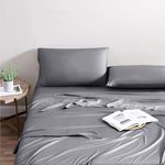 Mayfair Linen Cooling Bamboo Sheet Set, 3 Piece Sheets Set for Twin XL Size Bed, with Deep Pocket Fitted Sheet, Soft & Cooling Luxury Sheets, Dark Grey Sheets (Twin XL, Dark Grey)