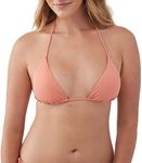 O'NEILL Women's Venice Bikini Top - Triangle Swim Top for Women - Bathing Suit Top with Tie Back, Coral | Saltwater Solids Venice, Medium