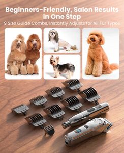 oneisall 4-in-1 Dog Grooming Kit – Cordless Clippers, Paw Trimmer, Nail Grinder