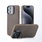 Zoof Genuine Leather Case for iPhone 16 Pro Max (6.9 inch), Vintage Crazy Horse Leather Case with Stand, Magnetic Phone Case with Camera Frame Holder, MagSafe Compatible