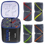 4Monster 4 Pack Microfibre Gym Towel with Accessory Bag, Quick Dry Travel Towel Super Lightweight, Ultra Absorbent Beach Camping Towel for Sports Yoga Swimming Hiking Bath and Pool (4Pack, Navy Blue)