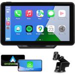 Wireless Apple CarPlay Android Auto Screen for Car, 7" HD Touch Screen Sat Nav Car Stereo Portable Car Play Mirror Link Music Video Player Siri/AirPlay/AUX/FM/Radio