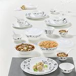 Larah by Borosil Luna Silk Series Opalware Dinner Set | 35 Pieces for Family of 6 | Microwave & Dishwasher Safe | Bone-Ash Free | Crockery Set for Dining & Gifting | Plates & Bowls | White