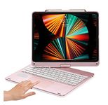 360° Rotatable Touch Keyboard for iPad Air 13 inch M2/ iPad Pro 12.9 inch 2022 6th Generation, Pro 12.9" 5th 4th 3rd Generation Backlight Keyboard Trackpad Foldable Keyboard Cover (Rosegold)