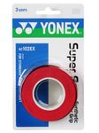 YONEX Overgrip Super GRAP 3 Pack - Tennis, Badminton, Squash - Choice of Colors (Red)