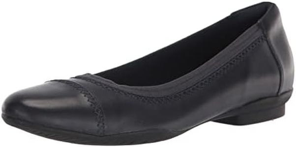 Clarks Women's Sara Bay Ballet Flat, Navy Leather, 9