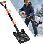 Snow Shovel 42'' Heavy Duty Square Spade with Ergonomic D-Handle, Twist-Lock Assembly & Extra-Wide Step – Compact Winter Tool for Car Emergency, Light Snow Removal & Outdoor Use (Bright Orange)