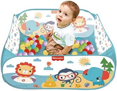 Fisher Price - Piscina de Bolas Infantil Portátil, Incluye 25 Bolas, Bolsa para transporte, Fácil Montaje y Desmontaje, Parque de Bolas Infantil, Dimensiones 90x40x90cm - (Deqube 920D00088)