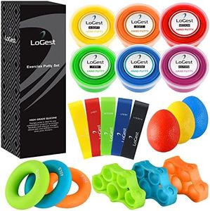 Logest 20 Pack Kit Hand Therapy Putty Set Finger Exercisers and Hand Strengtheners - Hand & Finger Sensory Putty Dough 3-OZ Each 6 Resistance Levels Rehabilitation Anxiety Relief