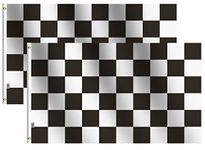 Rhungift New Checkered Flags 3x5 Ft,Canvas Header and Double Stitched - Brass Grommets for Easy Display,Vivid Color and UV Fade Resistant Black and White Flag for Racing,Race Car Party