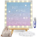 Felt Letter Board with Lights, Built-in LED Lights -Message Board Adjustable Stand, 340 Letters,for Menus, Pregnancy Announcement, Weddings, Party Planning(10 * 10) Blue Gradient