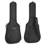 Donner Full Size Acoustic Guitar Gig Bag Backpack for 40 41 inch, 12mm Sponge Pad, Soft Case Cover, 600D Nylon Oxford Waterproof Nonwovens Interior, Two Pockets Black