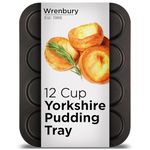 Wrenbury 12 Cup Yorkshire Pudding Tray - Non Stick Heavy Gauge Carbon Steel Baking Tin - Ideal for Smaller Yorkshire Puddings and Toad in The Hole