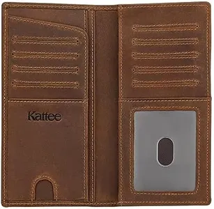 Kattee Men's Vintage Genuine Leather Long Wallet for Checkbook Credit Cards