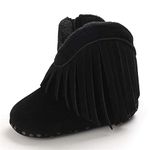 Meckior Baby Girls Cowboy Tassel Boots Side Zipper Moccasins Soft Bottom Non-Slip Toddler Shoe