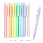 Shuttle Art Retractable Pastel Gel Ink Pens, 11 Pack Black Ink Pens, Cute Pens 0.5mm Fine Point for Writing Journaling Taking Notes School Office Home