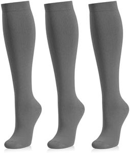 Medical Compression Socks for Women and Men 3 Pairs 20-30 mmHg Knee High Christmas Compression Stockings Circulation Best for Running Athletic Nurses (3Pack, 02 Gray, 3XL)
