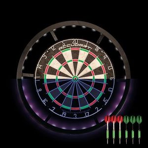 Accudart Nighthawk 2 in 1 LED/Blacklight Bristle Dartboard Surround Set - Official Size Dartboard - 360 Degree Lighting - Blacklight and Bright LED Lighting Modes - Includes Glow-in-The-Dark Dart Set