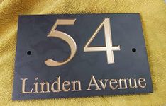 20cm x 13cm Deep engraved slate sign, house number, street name,