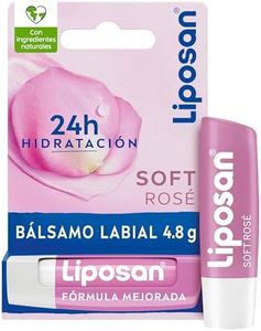 Liposan Soft Rosé (1 x 4,8 g), bálsamo labial rosa, cacao de labios para un brillo suave y luminoso, bálsamo hidratante para unos labios sedosos e hidratados