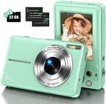 Digital Camera with 32G Micro Memory Card 1080P Camera for Kids 44MP Compact Digital Camera Photo Camera Digital Camera Cheap with 2.4" Screen and 2 Battery for Girls, Boys, Beginner-Green