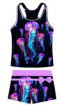 ACOCOPY Bathing Suits for Girls Two Piece Tankini Sets Jellyfish Swimsuits Summer Boyshorts Swimwear Sets Size 10-11