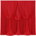 4 Panels Red Backdrop Curtains for Wedding Party Wrinkle Free Backdrops Curtain Drapes Fabric Decorations Photo Back Drop Cloth for Baby Shower Photography Stage Reception 20ft(W) x 12ft(H)