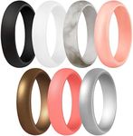 ThunderFit Women's 5.5mm Wide 2mm Thick Silicone Wedding Rings Rubber Bands,Variety Multipack 1-7