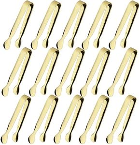 15PCS Serving Tongs, Ice Tongs Stainless Steel Mini Tongs, 4.25Inch Small Gold Sugar Tongs, Kitchen Tongs Mini Serving Utensils for Appetizers, Charcuterie Board, Gold Tongs for Dessert, Tea Party